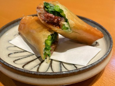 春を包む逸品「ホタルイカと菜花の春巻き」