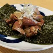 春の味覚 ふきのとうとホタルイカの創作料理になります。