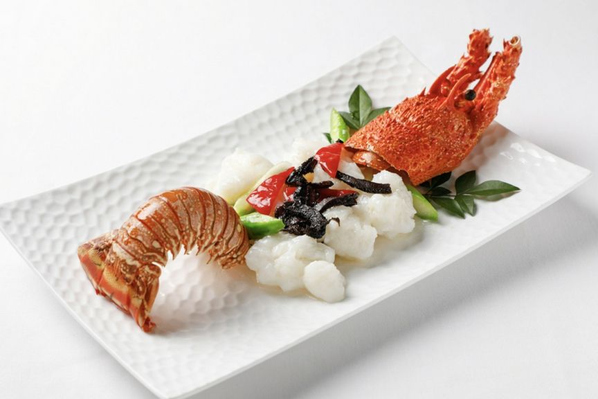 伊勢海老と香茸の炒め