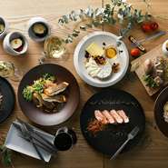 道産牛肉のローストや煮込み、自然派ワインも楽しめる少し贅沢なプラン。　
※写真はイメージです。