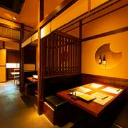 プライベート感のある半個室と完全個室（コースのみご利用可能です）