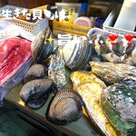 活きた貝（ほっき、赤貝、あわび、生ガキ、つぶ貝）