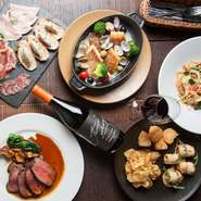 旬の食材をふんだんに使った、シェフおまかせのフルコース＋90分飲み放題付きが登場！ご予算に合わせて、4400円・5000円・5500円の3プランをご用意しております。