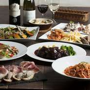 旬の食材をふんだんに使った、シェフおまかせのフルコース＋90分飲み放題付きが登場！ご予算に合わせて、4400円・5000円・5500円の3プランをご用意しております。
