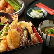 天ぷら(5種)・汁物・一品・漬物付き
