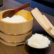うけがわファームDEN-ENの北海道米「ゆめぴりか」。羽釜で最高に美味しい状態でご提供いたします。