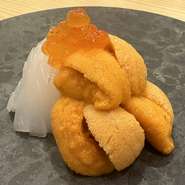 烏賊のウニ乗せ