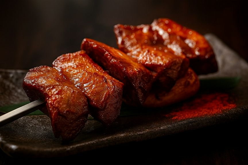 牛ハツのタレ漬け串(Anticucho)