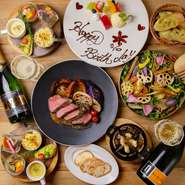 お誕生日などのお祝い、歓送迎会、その他特別な一日のお食事にピッタリな内容となっております！