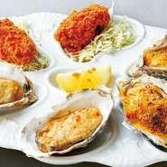 《カキフライ／バターソテー／ガーリックバターと香草パン粉の焼き牡蠣》
各3P　3,943円