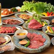 上質なお肉を味わい尽くすコースは、ワンランク上の宴会を演出したい際にも最適。季節の宴会や仕事仲間との食事会など、各種イベントなどにも活躍してくれます。