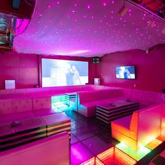 大型モニターに主役を映し、思いっきりお祝いパーティーを