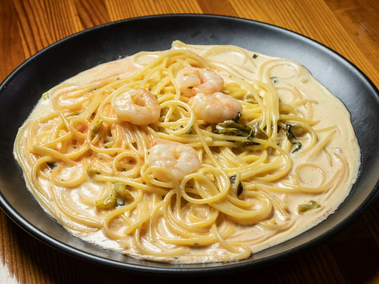 小エビとポルチーニのクリームソース(ポルチーニ)