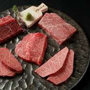 ・鹿児島指定和牛 特上タン
・鹿児島和牛 厚切りザブトン
・和牛ミルキーロース
・鹿児島指定和牛 和牛ハラミ
・鹿児島和牛 肩芯
・和牛シャトーブリアン （ホットショコラソース）