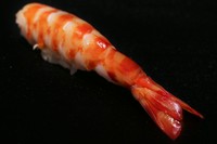 江戸前の握りなら、車海老は「ゆで」に限ります。活車海老にしっかり火を入れることで、旨みと甘みが際立ちます。