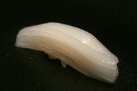 甘みのある金沢沖の赤いかを使用。口に含むとイカと鮨飯が一体となり、絶妙な舌触りを楽しめます。