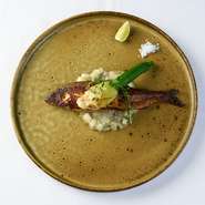 シェフ自らが市場へ足を運び、厳選した旬の食材。独自の技術と感性で調理した一皿一皿には、シェフのこだわりと情熱がたっぷりと込められています。