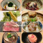 ・自家製もち豆腐
・蛍烏賊の生姜煮
・山菜の天麩羅
・フォアグラ大根
・A5和牛サーロイン
・南魚沼産　雪室貯蔵米の鯛茶漬け
・甘味