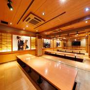 最大70名様まで対応の大型個室は忘年会・新年会などにお勧めです！