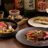 食材の宝庫・北海道の上質食材を選りすぐり、和をベースに洋のテイストも加えた創作料理を披露。季節食材の豊富さ、彩りと盛付けの美しさ、心がほどけるような優しい味わいが、幅広い世代に評判です。