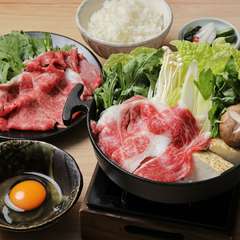 九州産黒毛和牛のすき焼き／うどん／卵／御飯／香の物