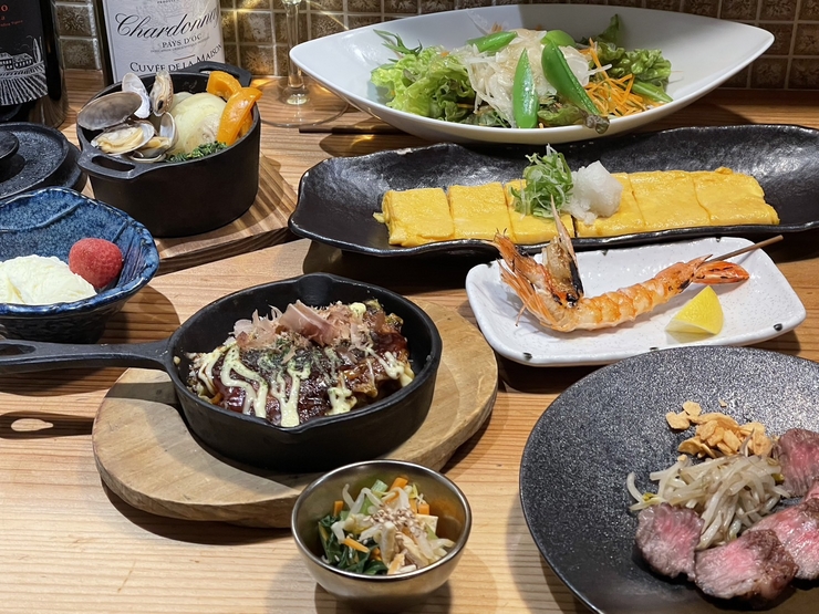 Seasonal ingredients and popular teppanyaki "B" course
