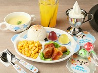 ごはん（ふりかけ）・とうきびバター・フライドポテト（インカの目覚め）・クリームコーンスープ・ゼリー・羊のミニソフトクリーム