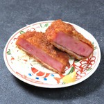 食べ応えはある比較的大きめハムカツ！！

