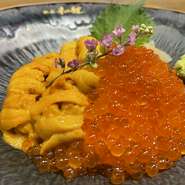 厳選した高品質な板うにと厳選イクラを使用した贅沢な一品です。