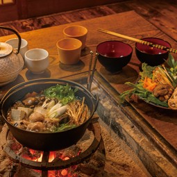 囲炉裏を使用した串焼き