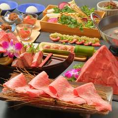 ＜青葉＞「牛たんと特選仙台牛ロースのしゃぶしゃぶ＆焼肉食べ比べコース」（全12品）