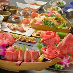 ＜松島＞「名物牛たんピラミッドしゃぶしゃぶ＆豪快！船盛焼肉食尽コース」（全16品）