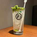 わさび焼酎と葉わさびのピリッとくる味わい