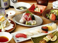 「揚げ物」「茶碗蒸し」「特上寿司6貫」などを楽しめるコース。