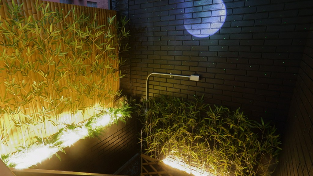 階段の壁には映像がライティングされ特別な空間へと誘う