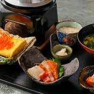 たまご同盟にお刺身盛り合わせが仲間入りした贅沢な御膳