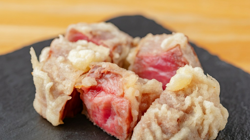 A4以上の黒毛和牛ヒレを使用。脂の甘みと赤身のうま味を楽しめる逸品『黒毛和牛の天ぷら』