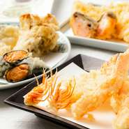 ・本日の小鉢
・車海老
・いか
・魚介
・野菜二品
・穴子
・口替り
・かき揚げ
・お揃い又は天茶漬・小天丼
