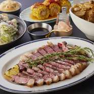 上質な和牛やトマホークなど、シェフが選び抜いた赤身肉をご堪能いただけます。絶妙な火入れで仕上げ、肉本来の旨みを最大限に引き出した一皿に。素材の魅力を活かしたシンプルながら奥深い味わいをお楽しみください