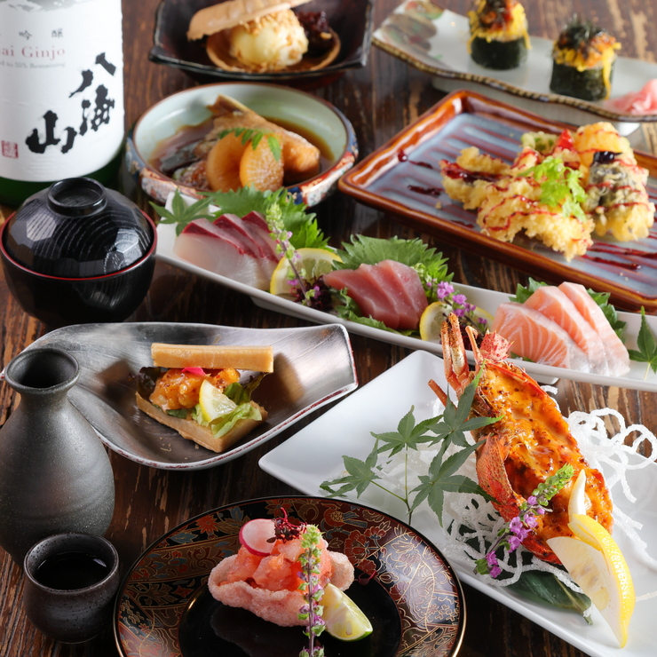 [90 minutes premium all-you-can-drink included] 9-course menu "Kyoto Town Seafood Course"