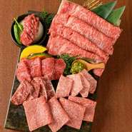 ～大満足の和牛上焼肉盛り～
ハネシタ・ハラミ・上バラ・上ランプ・焼きしゃぶサーロイン・つぼ漬けカルビ