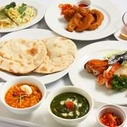 カリー1種類、ナンorライス、パパド、サラダ、ドリンク付き