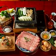 すき焼きコース「竹」｜A4ランクロース肉とウチヒラの食べ比べおすすめコース