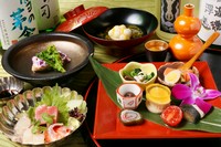 八寸・蒸し物・お肉料理・焼き魚・デザートなど全10品。接待や会食におすすめ『碧コース』