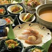 無添加の雲丹、雲丹しゃぶ、うにの天ぷら、雲丹焼きなどを旬の食材と合わせて楽しんで頂くコースです。