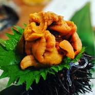 無添加の雲丹、雲丹しゃぶ、うにの天ぷら、雲丹焼き、黒毛和牛のサーロイン、旬の食材と合わせて楽しんで頂くコースです。