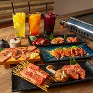 一通りのお肉を堪能でき焼肉を心ゆくまで楽しめるのが、飲み放題付きコースです。ビールをはじめ豊富な種類のドリンクも揃えているので、食事と飲み物を思う存分満喫できます。