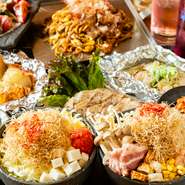 「4,950円コース」は、「淡路産 丸ごと玉ねぎ」などの名物料理もたっぷり楽しめるプランです。「6,000円コース」は「アンガス牛ステーキ」も楽しめる豪華なラインナップ！女子会や飲み会など各種ご宴会に最適！