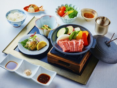 最高A5ランクの淡路ビーフの陶板焼き