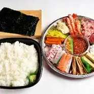 シャリと海苔がついて、ご自宅で手巻き寿司パーティー！！（3人前5400円/4人前7200円/5人前9000円）